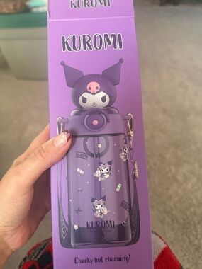 Kuromi Purple Character Water Bottle with Strap